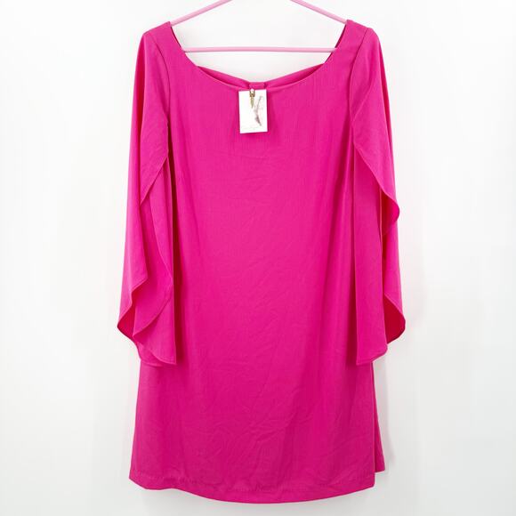Jessica Simpson Dress SZ8 NWT Bow Back Flutter Sleeve Fuchsia Pink Cocktail Mini - Picture 3 of 16